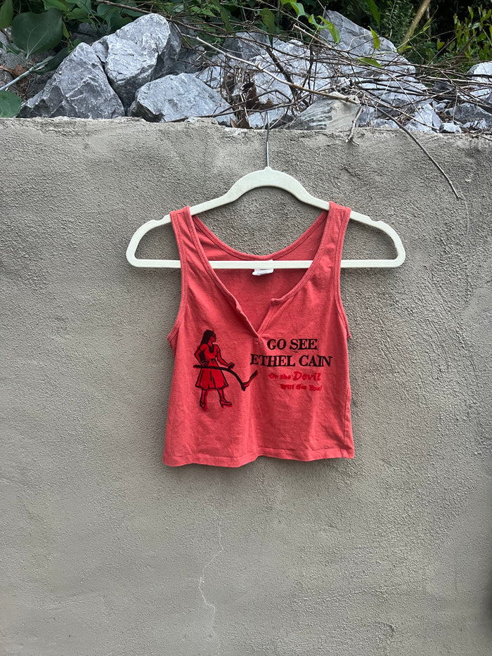 Go See Ethel Cain or the Devil Will Get You - Brick Red Cropped Tank