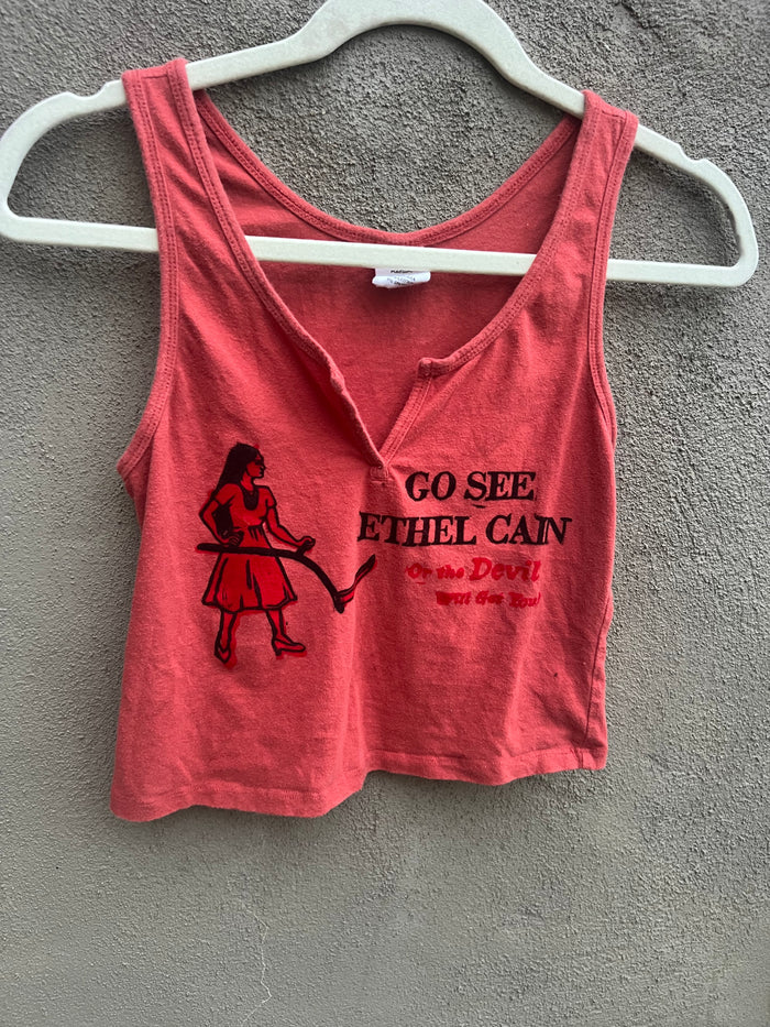 Go See Ethel Cain or the Devil Will Get You - Brick Red Cropped Tank