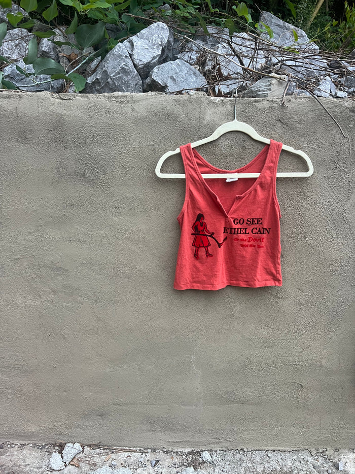 Go See Ethel Cain or the Devil Will Get You - Brick Red Cropped Tank