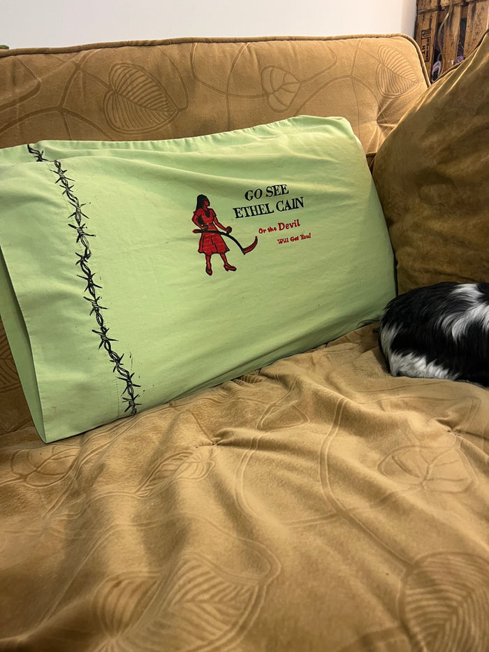 Go See Ethel Cain or the Devil Will Get You - Chartreuse Pillowcase