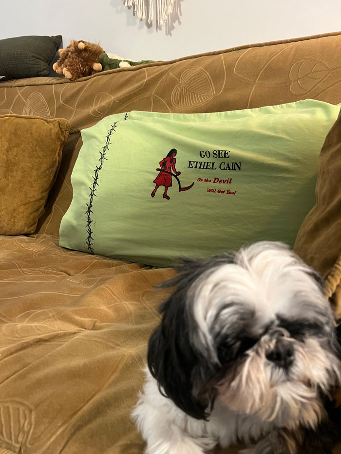 Go See Ethel Cain or the Devil Will Get You - Chartreuse Pillowcase