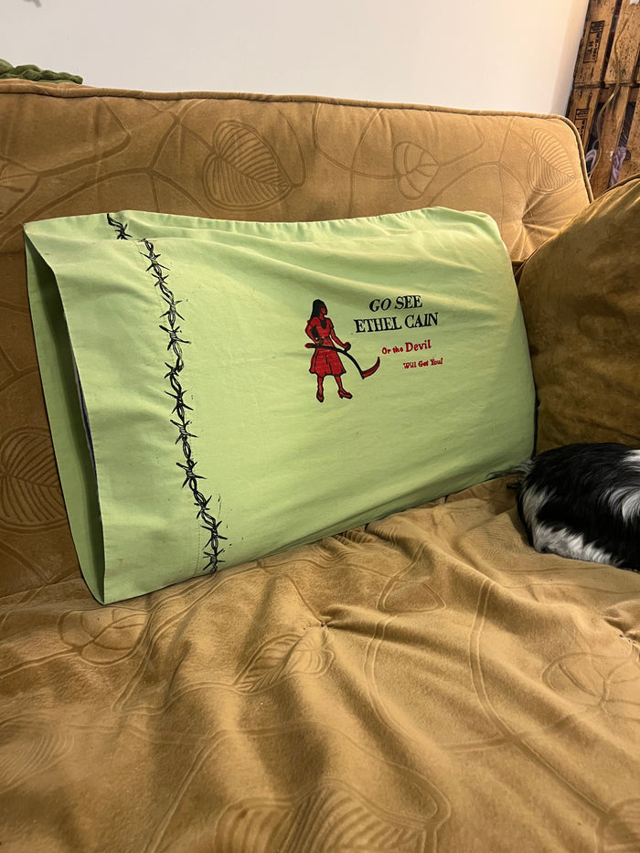 Go See Ethel Cain or the Devil Will Get You - Chartreuse Pillowcase