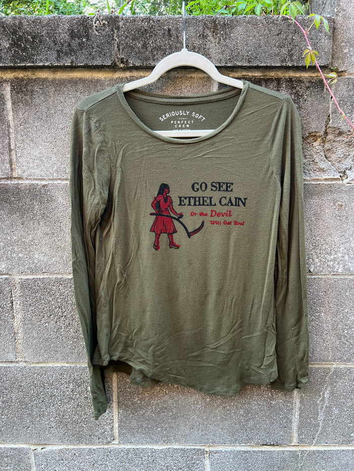 Go See Ethel Cain or the Devil Will Get You - Dark Green Aero Longsleeve Shirt