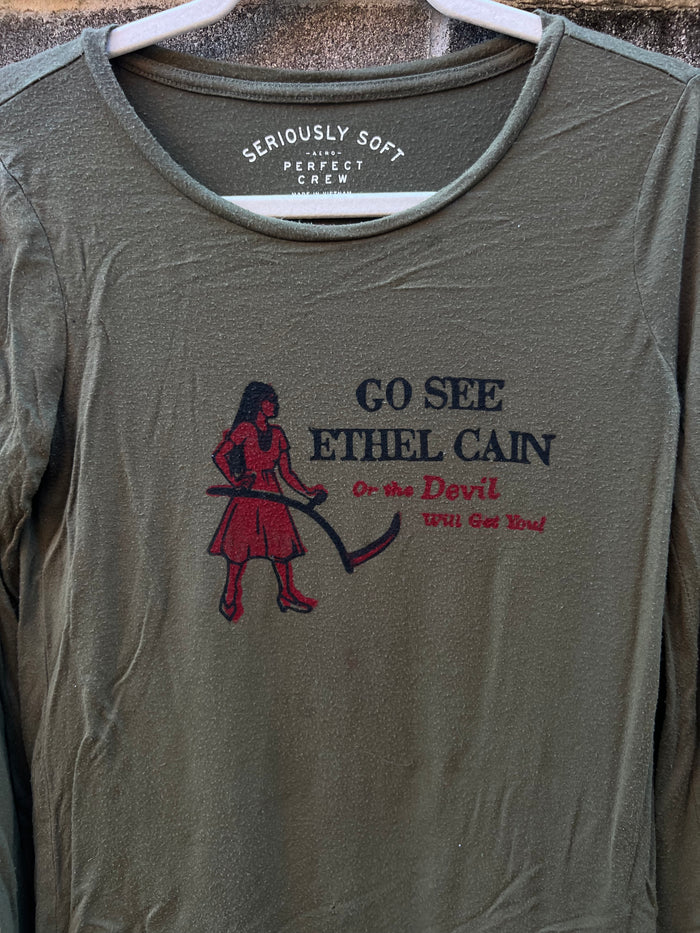 Go See Ethel Cain or the Devil Will Get You - Dark Green Aero Longsleeve Shirt
