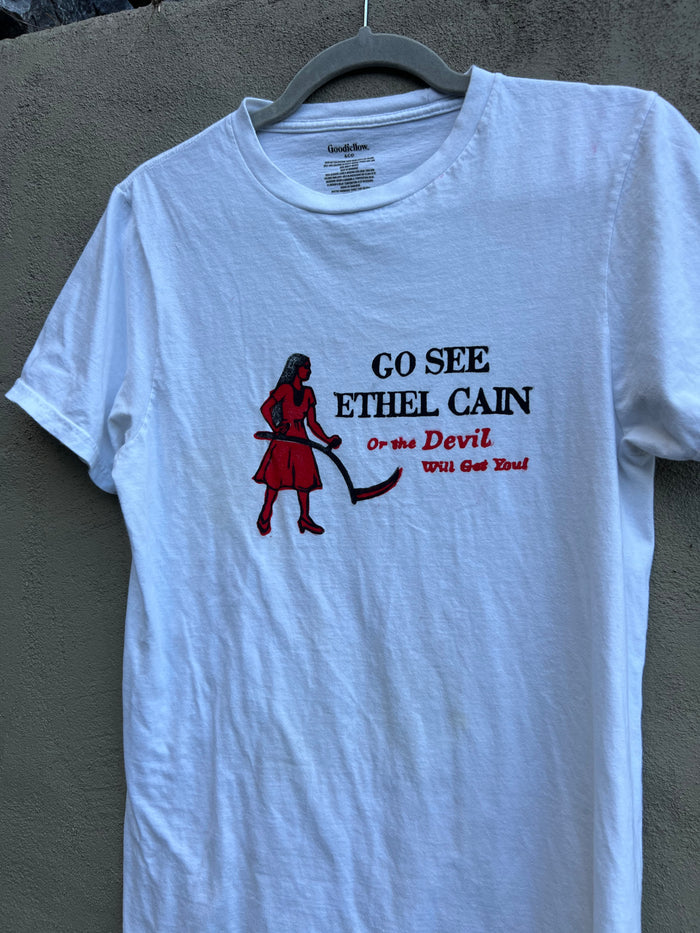 Go See Ethel Cain or the Devil Will Get You - Goodfellow White TShirt