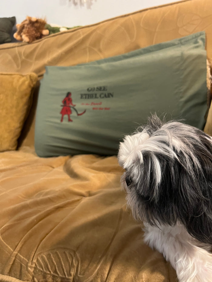 Go See Ethel Cain or the Devil Will Get You - Green Pillowcase