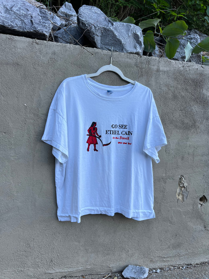 Go See Ethel Cain or the Devil Will Get You - Old Navy Boxy White T-shirt