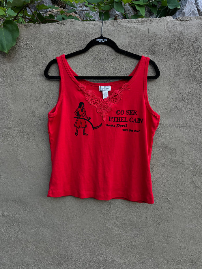 Go See Ethel Cain or the Devil Will Get You - Red Anne Lewin Lace Tank