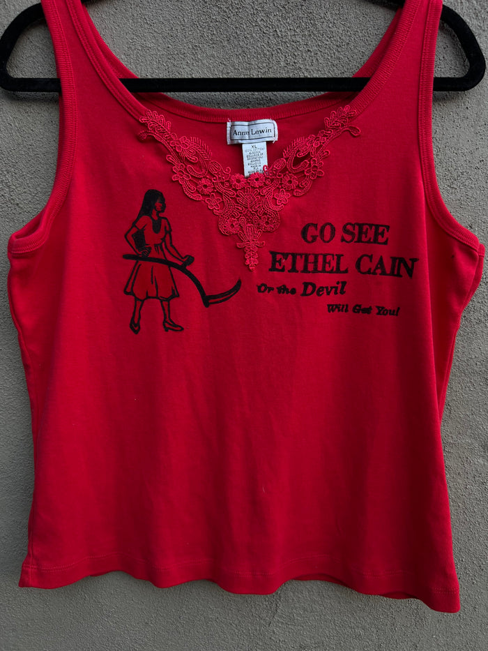 Go See Ethel Cain or the Devil Will Get You - Red Anne Lewin Lace Tank
