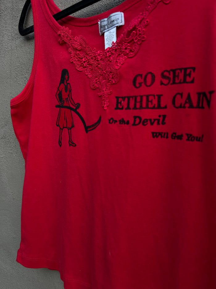 Go See Ethel Cain or the Devil Will Get You - Red Anne Lewin Lace Tank