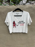 Go See Ethel Cain or the Devil Will Get You - Striped Cropped Tshirt