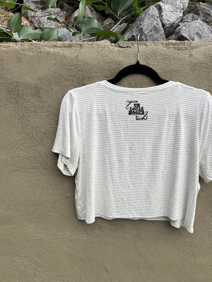 Go See Ethel Cain or the Devil Will Get You - Striped Cropped Tshirt