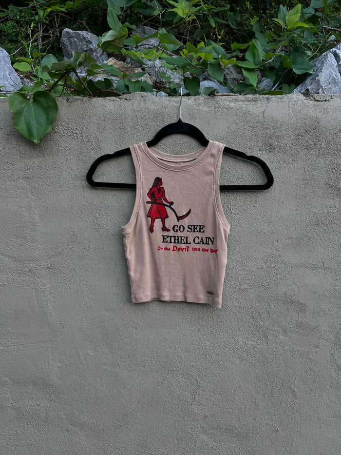 Go See Ethel Cain or the Devil Will Get You - Tan Hollister Tank