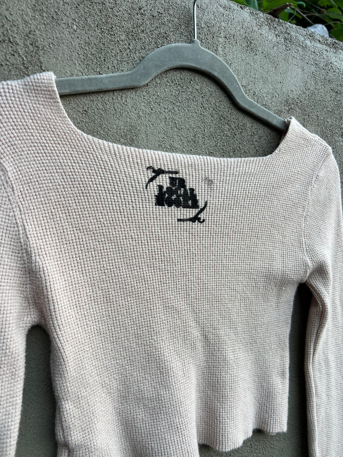 Go See Ethel Cain or the Devil Will Get You - Tan Waffle-Knit Crop Top