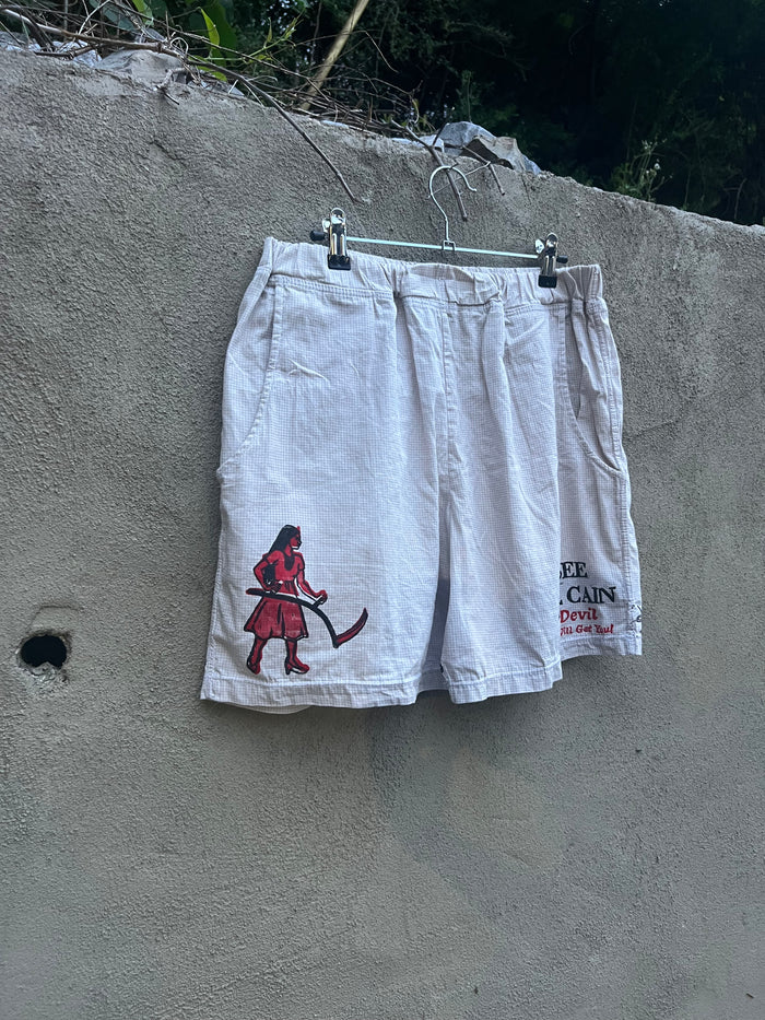 Go See Ethel Cain or the Devil Will Get You - Taupe & White HoundstoothShorts