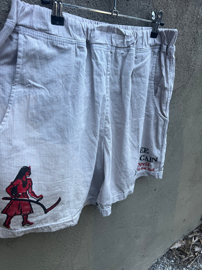 Go See Ethel Cain or the Devil Will Get You - Taupe & White HoundstoothShorts