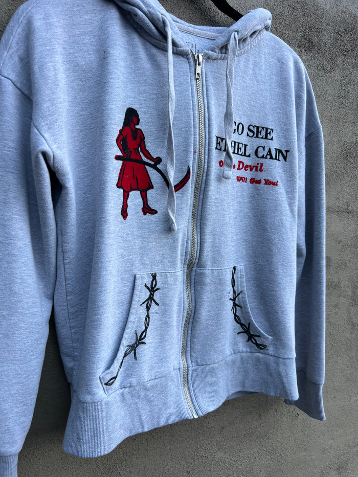 Go See Ethel Cain or the Devil Will Get You - “Time & Tru” Grey Zip-Up Hoodie