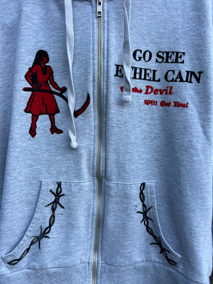 Go See Ethel Cain or the Devil Will Get You - “Time & Tru” Grey Zip-Up Hoodie