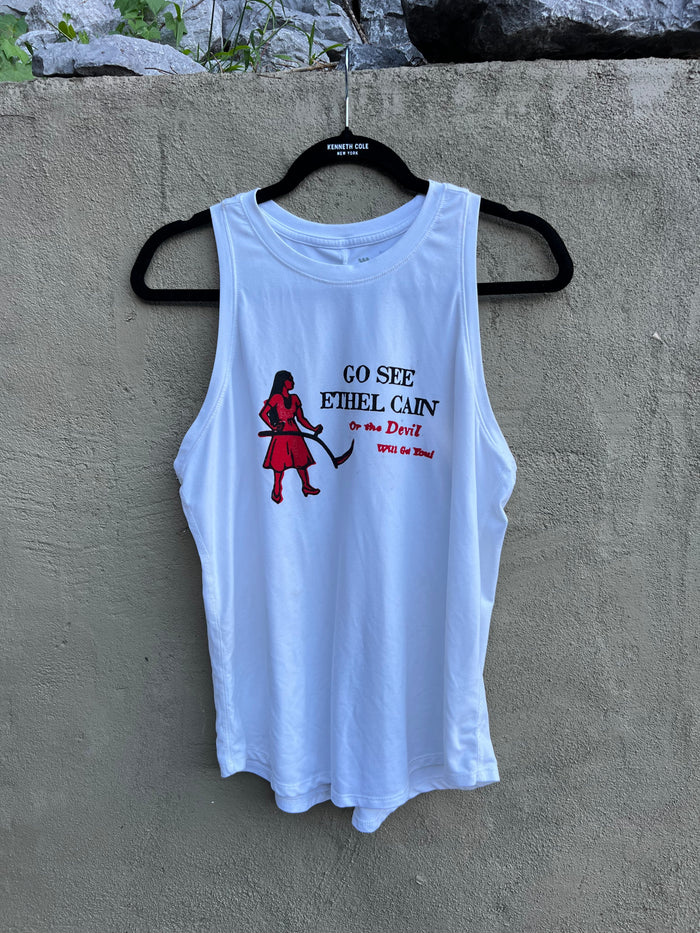Go See Ethel Cain or the Devil Will Get You - White All in Motion Tank