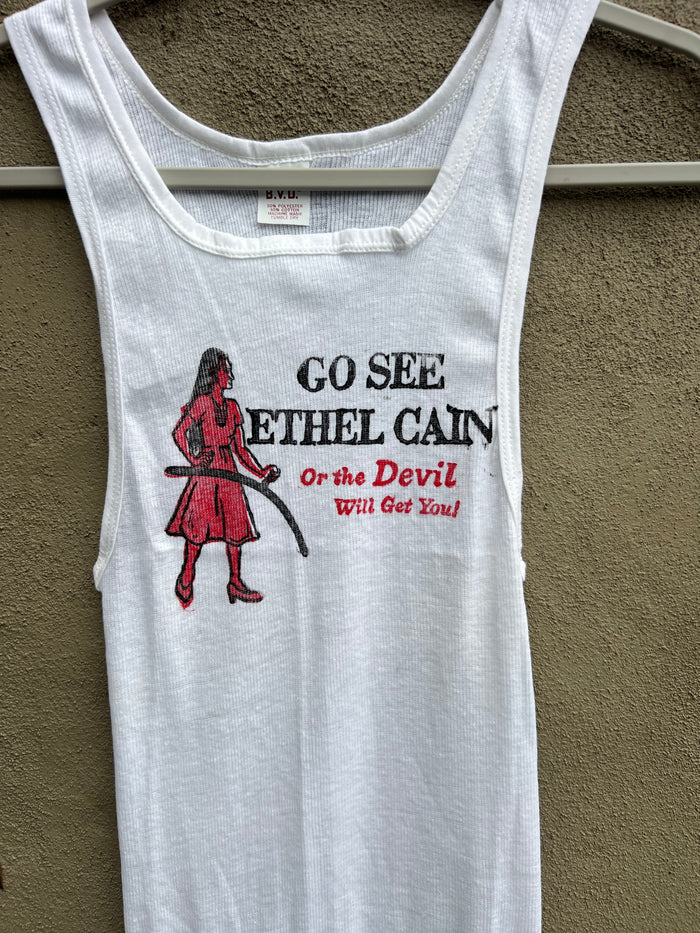 Go See Ethel Cain or the Devil Will Get You - White BVD Tank Top