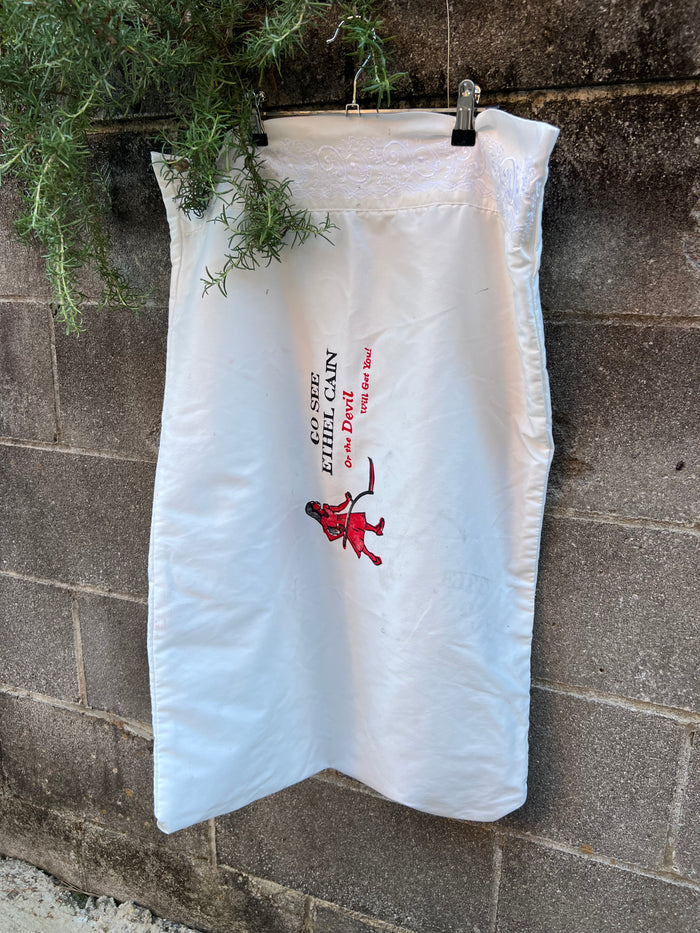 Go See Ethel Cain or the Devil Will Get You - White Embroidered Pillowcase