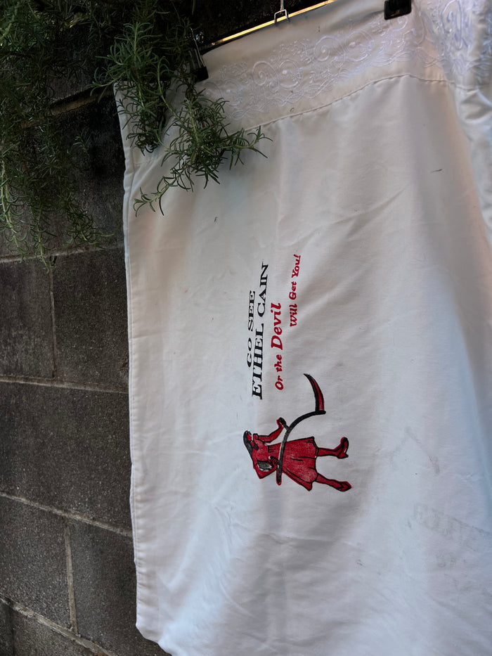 Go See Ethel Cain or the Devil Will Get You - White Embroidered Pillowcase