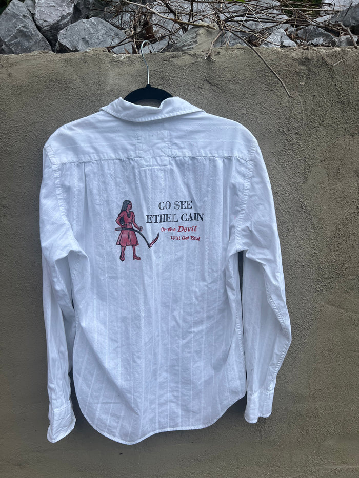 Go See Ethel Cain or the Devil Will Get You - White Half-Button Top