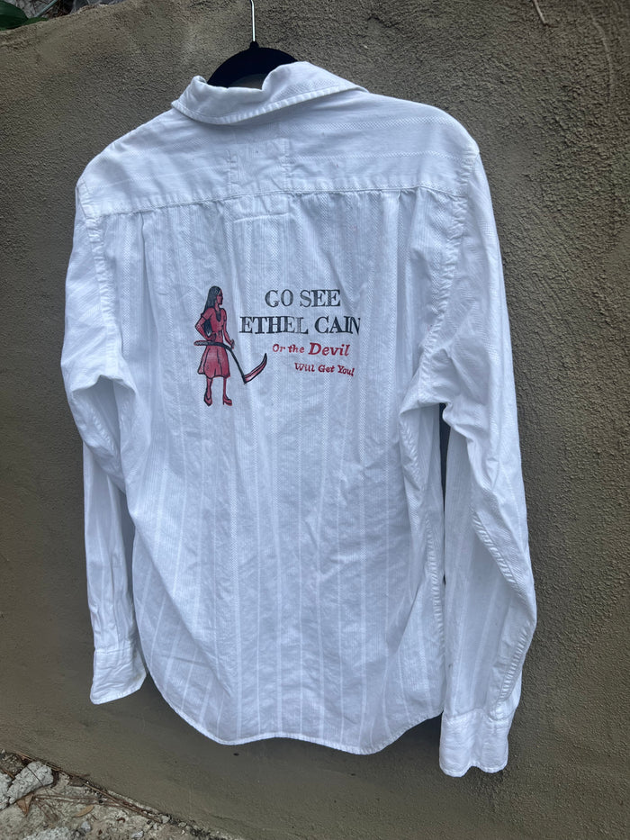 Go See Ethel Cain or the Devil Will Get You - White Half-Button Top