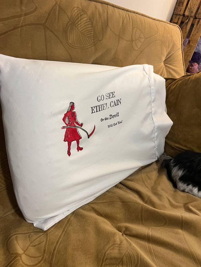 Go See Ethel Cain or the Devil Will Get You - White Pillowcase