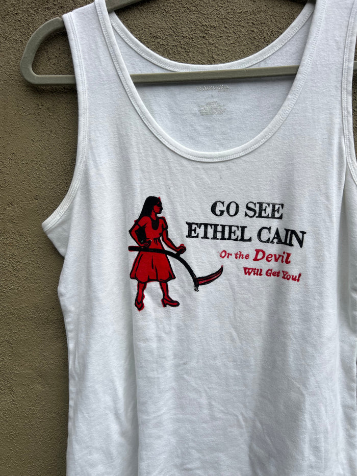 Go See Ethel Cain or the Devil Will Get You - White SJB Tank Top