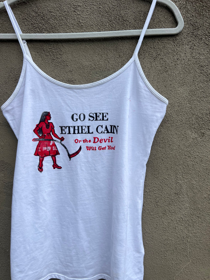 Go See Ethel Cain or the Devil Will Get You - White Spaghetti Strap Tank Top