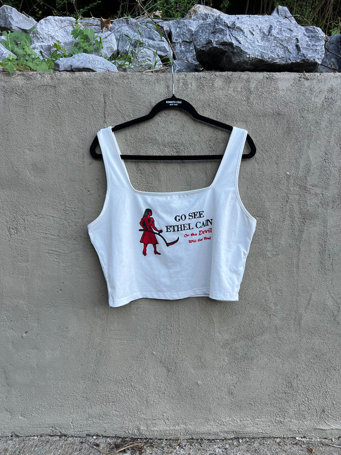 Go See Ethel Cain or the Devil Will Get You - White Square Neck Tank