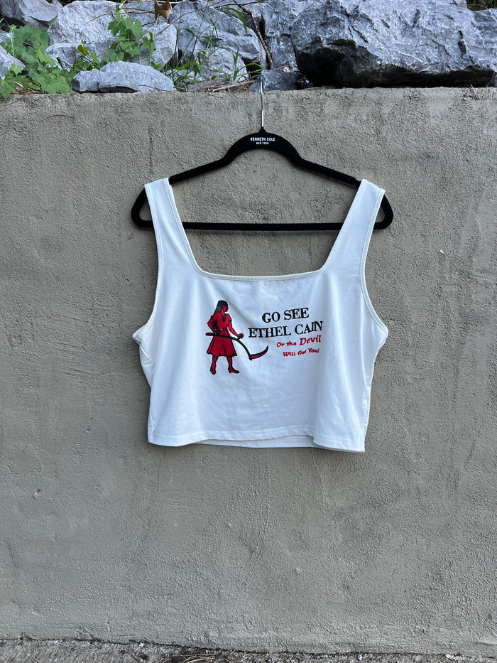 Go See Ethel Cain or the Devil Will Get You - White Square Neck Tank