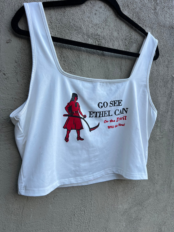 Go See Ethel Cain or the Devil Will Get You - White Square Neck Tank