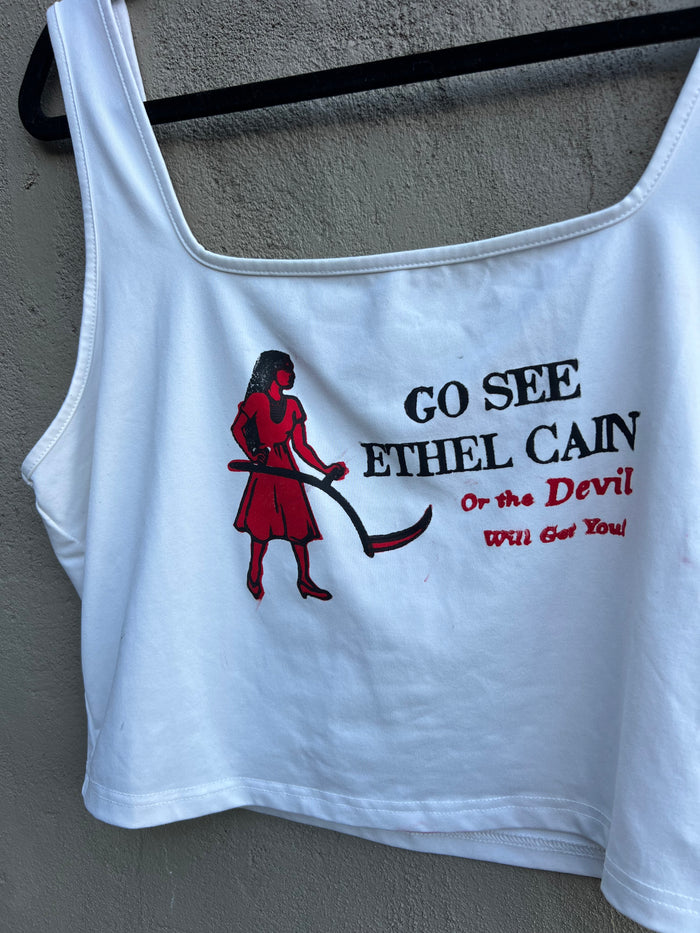 Go See Ethel Cain or the Devil Will Get You - White Square Neck Tank