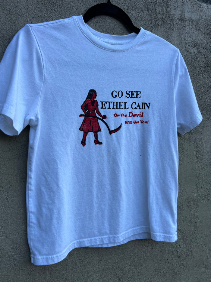 Go See Ethel Cain or the Devil Will Get You - Wonder Nation White Baby Tee