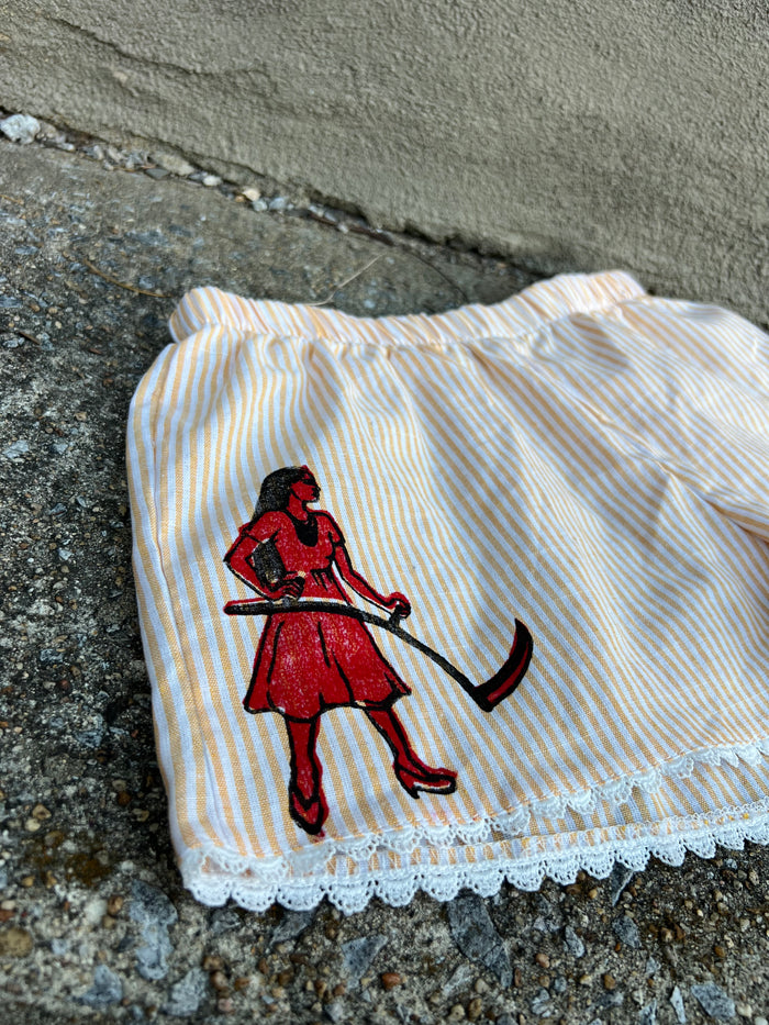 Go See Ethel Cain or the Devil Will Get You - Yellow & White Striped Shorts