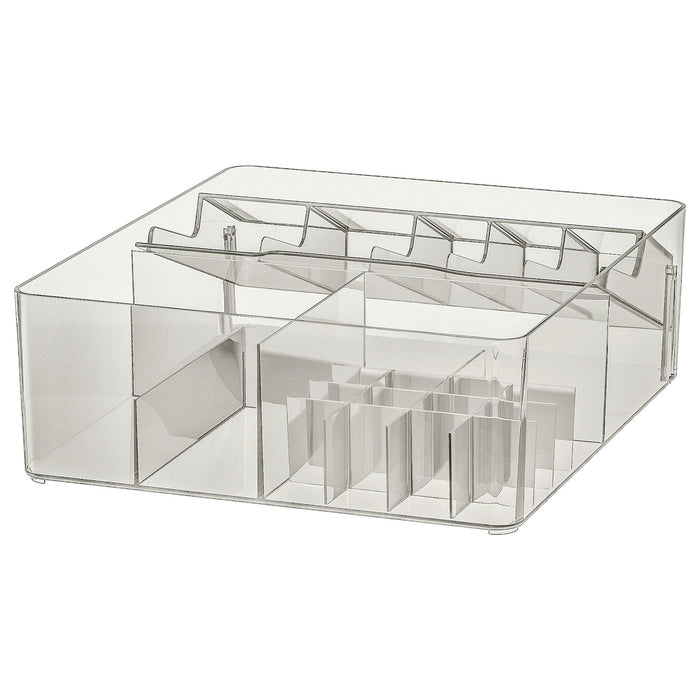 GODMORGON Box with compartments, Smoked, 32x28x10cm