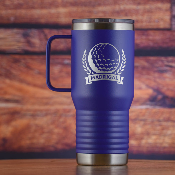 Golf Themed Golfer Gift Travel Tumbler with Handle