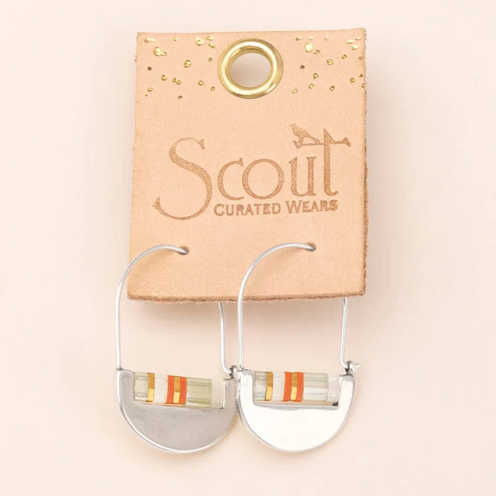 Good Karma Miyuki Crescent Hoop - Mist/Salmon/Silver