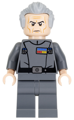 Grand Moff Wilhuff Tarkin - Dark Bluish Gray Uniform, Swept Back Hair, Black Eyebrows
