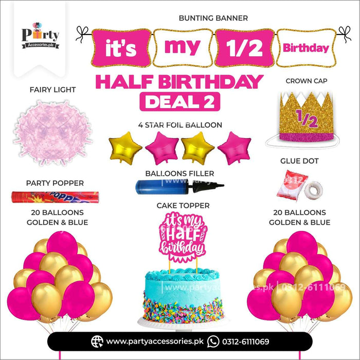 half birthday girl birthday decorations in pink color