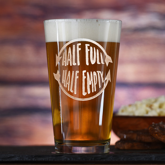 Half Full, Half Empty Pint Beer Glass