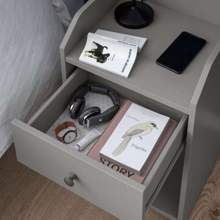 HAUGA Bedside table, grey, 40x36cm