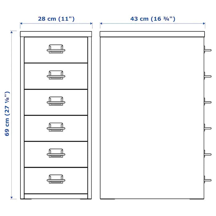 HELMER Drawer unit on castors, Black, 28x69cm