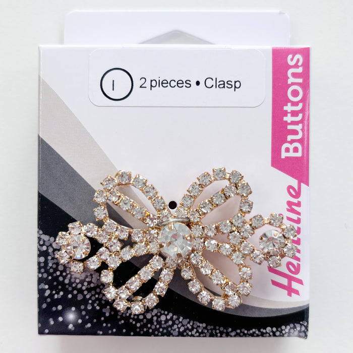 Hemline - Diamond Bow Gold Button/Clasp