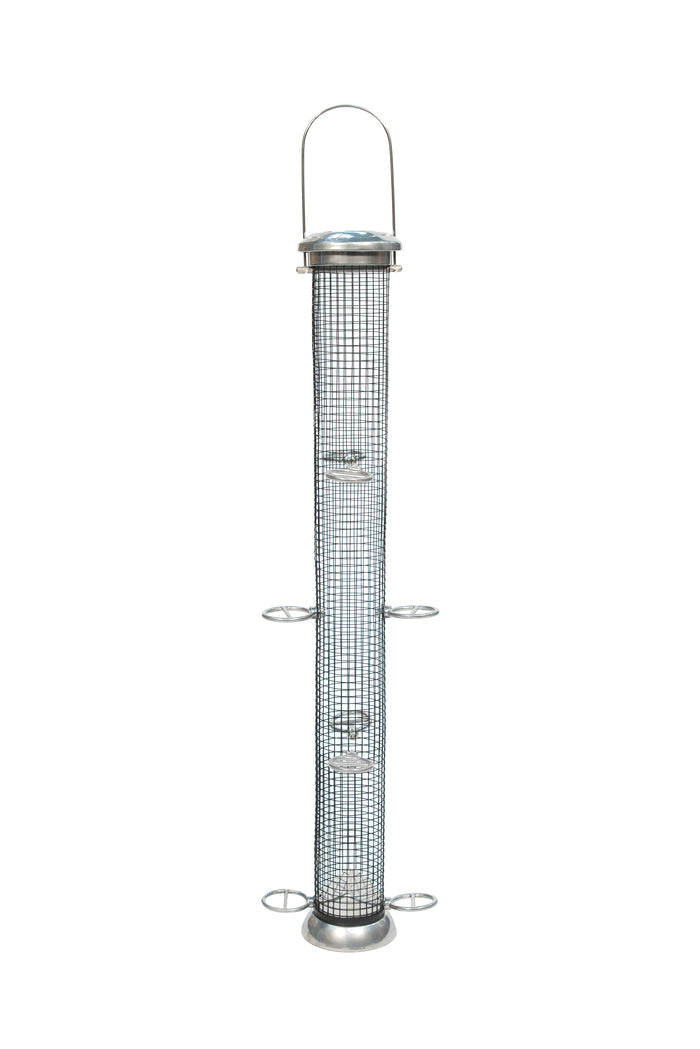 HB Grand Sterling metal hanging peanut feeder with wire cage for garden birds