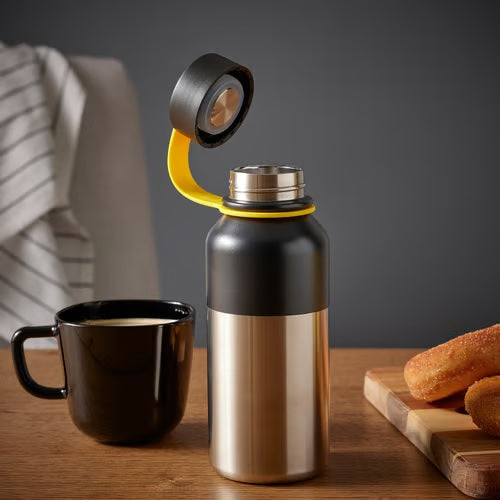 HETLEVRAD Insulated flask, stainless steel/black, 0.5l