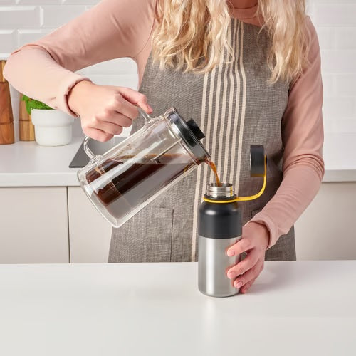 HETLEVRAD Insulated flask, stainless steel/black, 0.5l