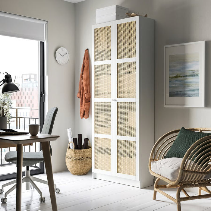 HOGADAL Door, White/woven bamboo, 40x192cm